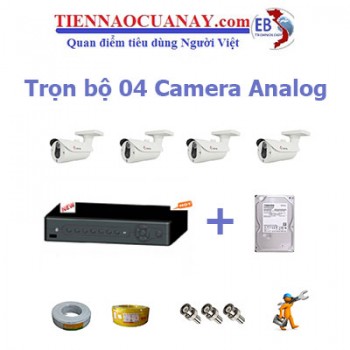 Trọn bộ hệ thống 4 camera quan sát Analog